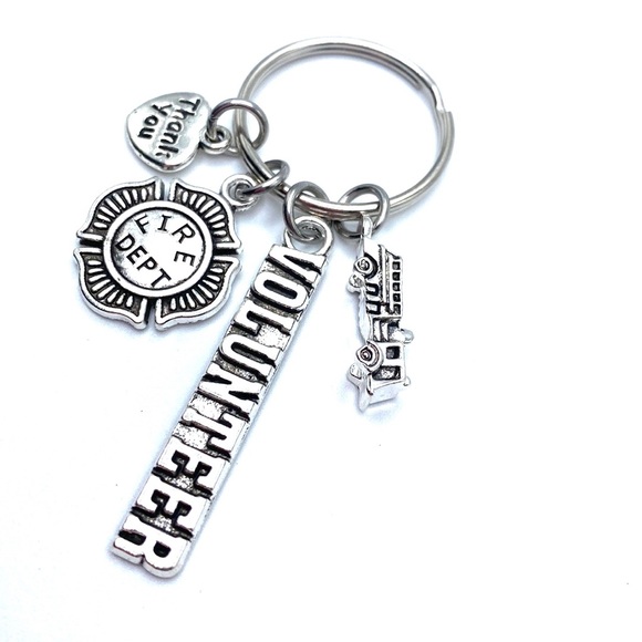 Volunteer Fireman Keychain Fire Fighter Charms - Picture 4 of 4